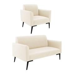 Sofá Namoradeira Com Poltrona Pés Villach Marisa Veludo D03 - D'rossi 