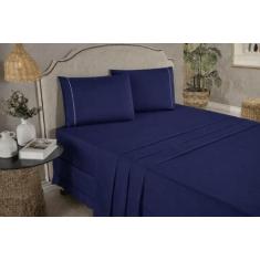 Jogo de Cama Casal 4 Peças Percal 400 Fios 100 Algodão  Ponto Palito  