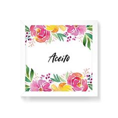 Arte Maníacos Quadro Decorativo Floral Aceito - 50x50cm (Moldura em laca branca)