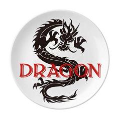 Animal Myth Dragon East West Prato Decorativo de Porcelana Salver Prato de Jantar