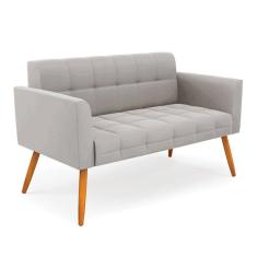 Sofá Namoradeira Elisa Veludo Cinza Pés Palito Castanho - D`Rossi