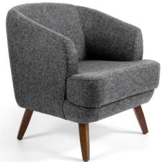 Poltrona Decorativa Sala de Estar Pés de Madeira Gana Rústico Chumbo -