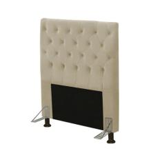 Cabeceira Cama Box Solteiro 90cm Cristal Veludo Bege - JS Móveis, Bege