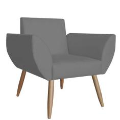 Poltrona Decorativa Flora Pés Palito Suede Cinza - DS Estofados