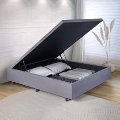 Cama Box Baú Viúvo 120x203x34 cm Suede Cinza