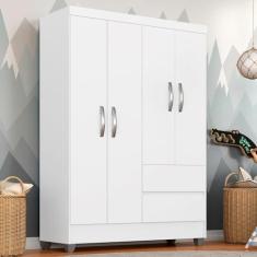 Guarda Roupa Solteiro Bruna 4 Portas Branco Ff - Moveis Arapongas Branco