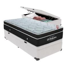 Cama+ Box Com Bau Ortobom Colchão Solteiro Com Molas Ensacadas Branco