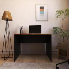 Escrivaninha Mesa Escritório 80cmx60cm 80cm Preto E Carvalho Mel - Bra