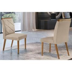 Cadeira Sala de Jantar Melissa Kit 2 Un Imbuia/Linho Bouclê Creme - Ru