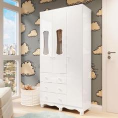 Guarda Roupas Infantil 3 Portas com Janela e 3 Gavetas 100% MDF Lana E