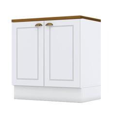 Balcão 2 Portas 80 cm Americana Branco com Tampo para Cooktop Nature - Henn