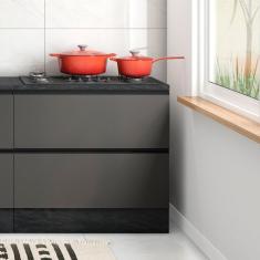 Balcão para Cozinha com Tampo 80cm 1 Porta 1 Gaveta Etina Poliman Móveis Grafite