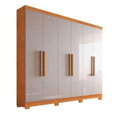 Guarda-roupa solteiro 6 portas 1,80m com pés - Sergipe-Nature/Off - Bianchi Móveis