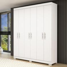 Guarda Roupa Casal 6 Portas 100% MDF Papoulas Espresso Móveis Branco