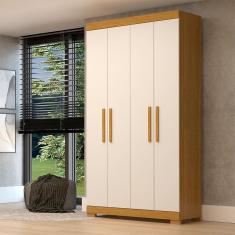 Guarda-roupa Solteiro 109,80cm 4 Portas 100% Mdf Papoulas Espresso Móveis Cinamomo/Off White