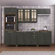 Cozinha Completa Firenze 14 Portas 2 Gavetas com Vidro 6171.133 Cinza - Indekes