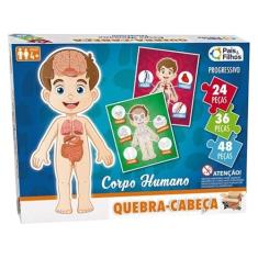 Brinquedo Pedagógico Educativo Quebra Cabeça Progressivo Corpo Humano 3 Em 1