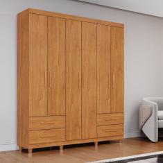 Guarda Roupa Casal 6 Portas 4 Gavetas Califórnia Cinamomo