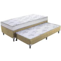 Cama Box Solteiro Conjugada Mola Com Auxiliar Suede - GENKI KENKO, ARE