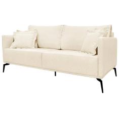 Sofa Liv 3 Lugares 200cm Lugares Pes Aço Linho 233 Perola Ezz Perola