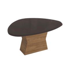 Mesa De Sala Jantar Tília C/tampo Madeirado C/ Vidro 105x135cm Nogueira/preto Fosco/vidro Preto