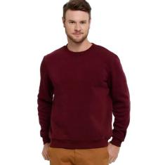 Moletom Masculino Vinho Bordô Liso sem Capuz - Di Nuevo, Vinho, GG