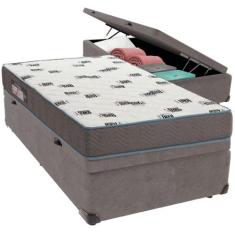 Cama Box Baú e Colchão Light Espuma D33 Solteiro Ortobom,  Cinza