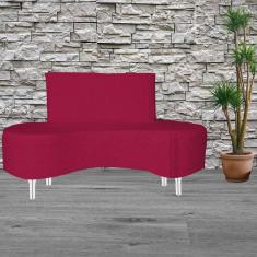 Sofá 2 Lugares Feijão Organico Pes Metal Cromados 140cm Vermelho