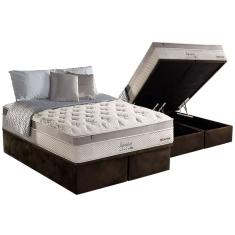 Cama Box Baú King: Colchão Molas MasterPocket Ensacadas Anjos Impressione + Base crc Suede Brown(193x203)