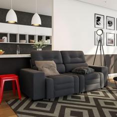 Sofá Retrátil e Reclinável 3 Lugares Benedita Suede Grafite