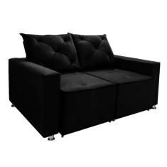 Sofá Retrátil E Reclinável 2 Lugares Bariloche Veludo Preto Speciale Home Preto