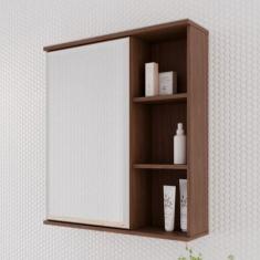 Espelheira para Banheiro 1 Porta 3 Prateleiras Treviso Mgm Móveis