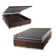Conjunto Box Baú Marrom Miami Cinza 193x203x69 Espuma D33