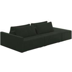 Sofá Ilha Modular Para Sala 232cm com Puff Dublin K01 Veludo Verde - L
