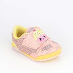 Tênis Bebê Feminino Kidy Colors Cup Cake Rosa e Amarelo