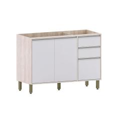 Balcão De Cozinha Sem Tampo 120 Cm 2 Portas E 3 Gavetas Art Luciane Móveis