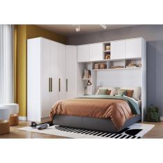 Guarda Roupa Casal Modulado 3 Peças 8 Portas 3 Gavetas Wood Móveis Castro Branco Line