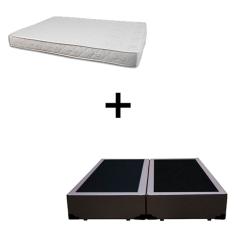 Cama Box Casal 138 Bipartido Tecido Sintético Marrom Com Colchão Roma Bello Box 100% Espuma D45 Bege 54x138x188