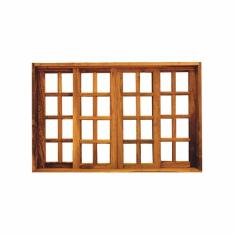 Vitro de Correr 4 Folhas Padrão Imbuia Reto - Com ferragens 1.60 x 1.00 - Hale