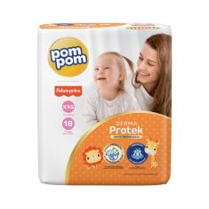 Fralda Pom Pom Derma Protek XXG com 18 unidades - 14 a 18 kg