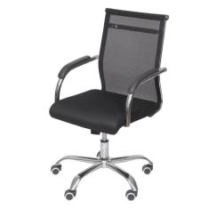Cadeira Giratória Baixa Office Roma Tela Preta Base Rodízio Cromado