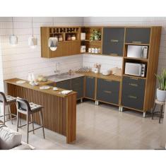 Cozinha 9 Peças Imperatriz Gourmet Canto 100% MDF Freijó/Grafite