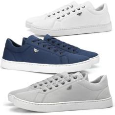 Kit 3 Sapatenis Casual Masculino Sola Borracha Costurada e Fecho de Cadarço