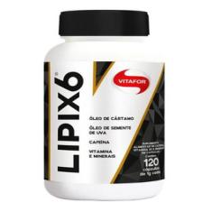 Lipix 6 Óleo De Cártamo, Semente De Uva, Cafeína, Vitamina B3 E Minerais 1G Vitafor 120 Cápsulas
