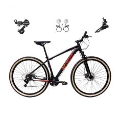 Bicicleta Aro 29 Ksw Xlt 24v K7 Câmbios Shimano Freio Hidráulico Garfo Trava Pneu Faixa - Preto/vermelho/laranja Tam.15