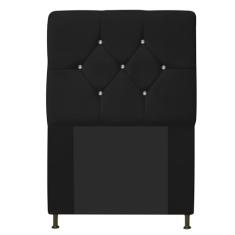 Cabeceira França Estofada Strass 90cm Cama Box Solteiro Suede Preto - Amarena Móveis