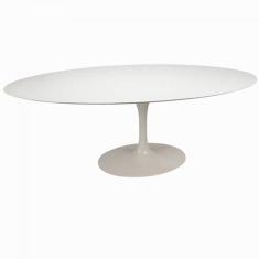 Mesa De Jantar Tulipa Saarinen Oval 137x90 cm Madeira Base Branca - Ee