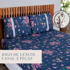 Jogo Lençol Casal Estampado Elástico Malha 100% Algodão - Meta Mark, F