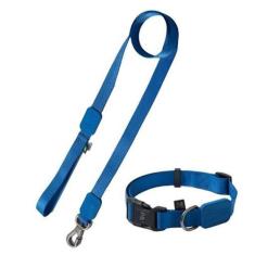 Coleira Ajustável e Guia para Cães Azul Marinho - G - Eleven