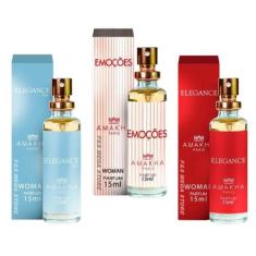 Kit 3 Perfume Feminino Amakha Elegance Blue Emoções Elegance - Amakha 